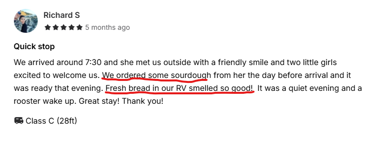 Fresh bread in our RV smelled so good